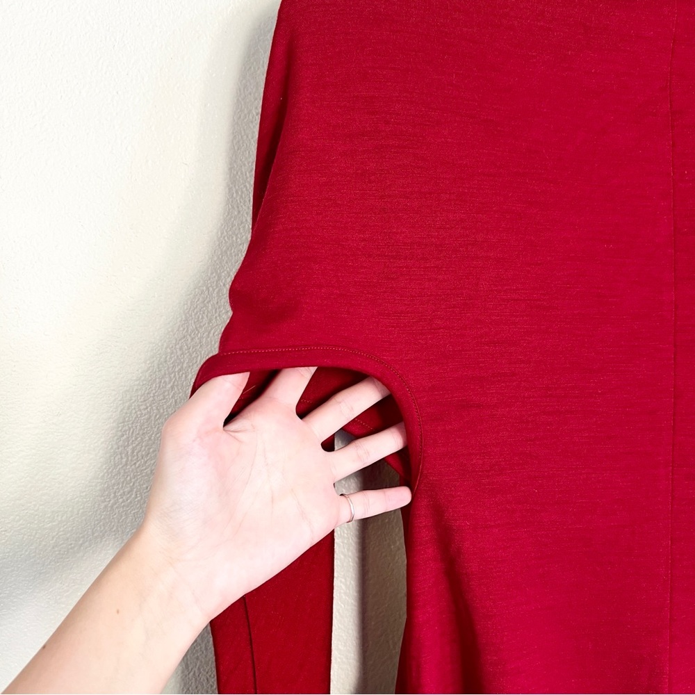 Y’S YOHJI YAMAMOTO Roll Collar Combi Blouse Shirt in Red - Picture 10 of 15